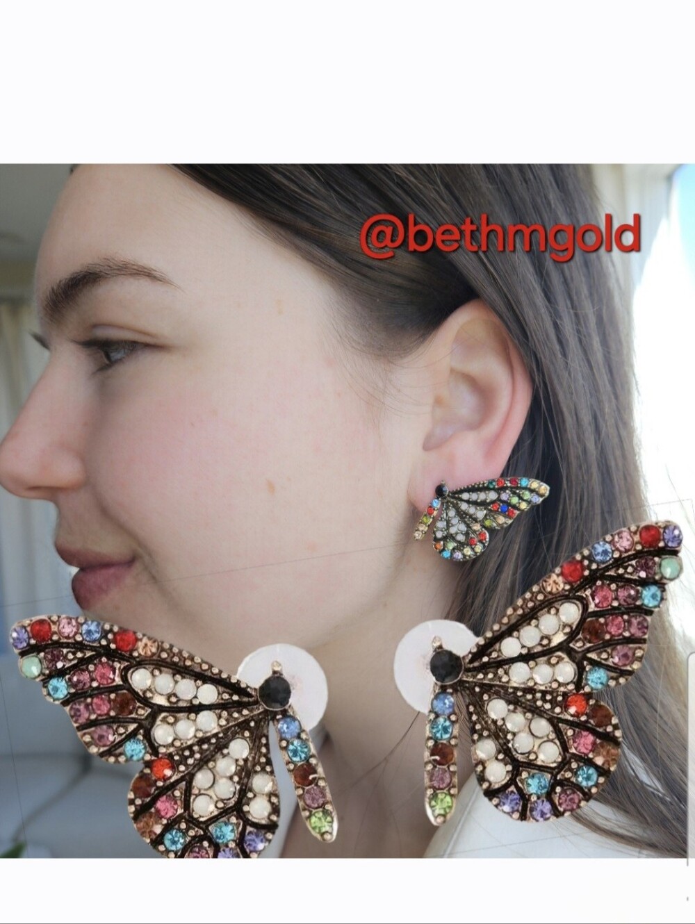 Butterfly Wings Rhinestone Stud Earrings Multi-color